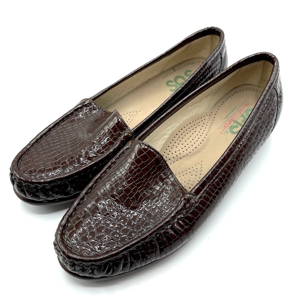 SAS Croc Pattern Patent Leather Loafer